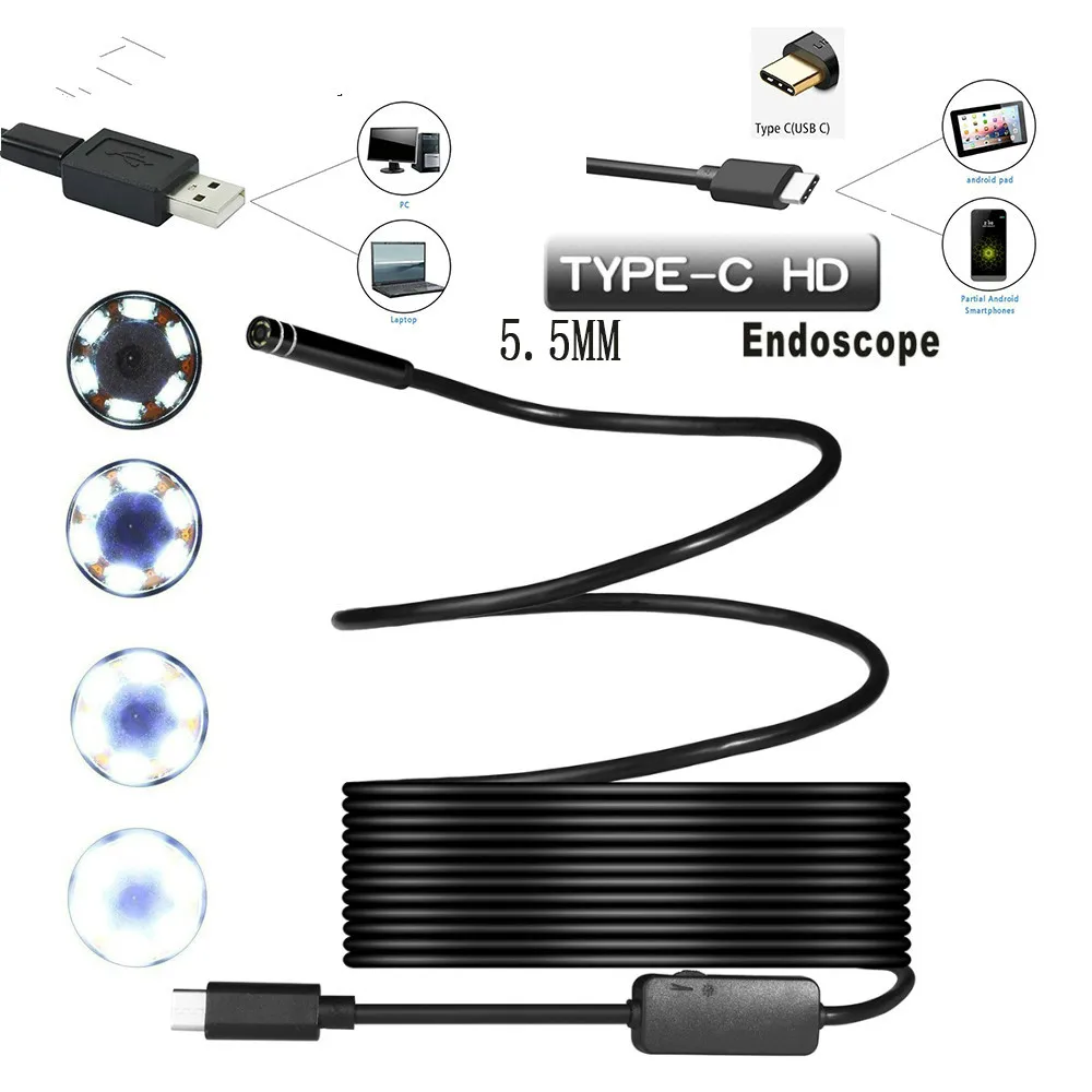 

5.5mm Android Type-C USB Endoscope Camera Waterproof Pipe Inspection Camera Borescope for Huawei Android Phone Borescope