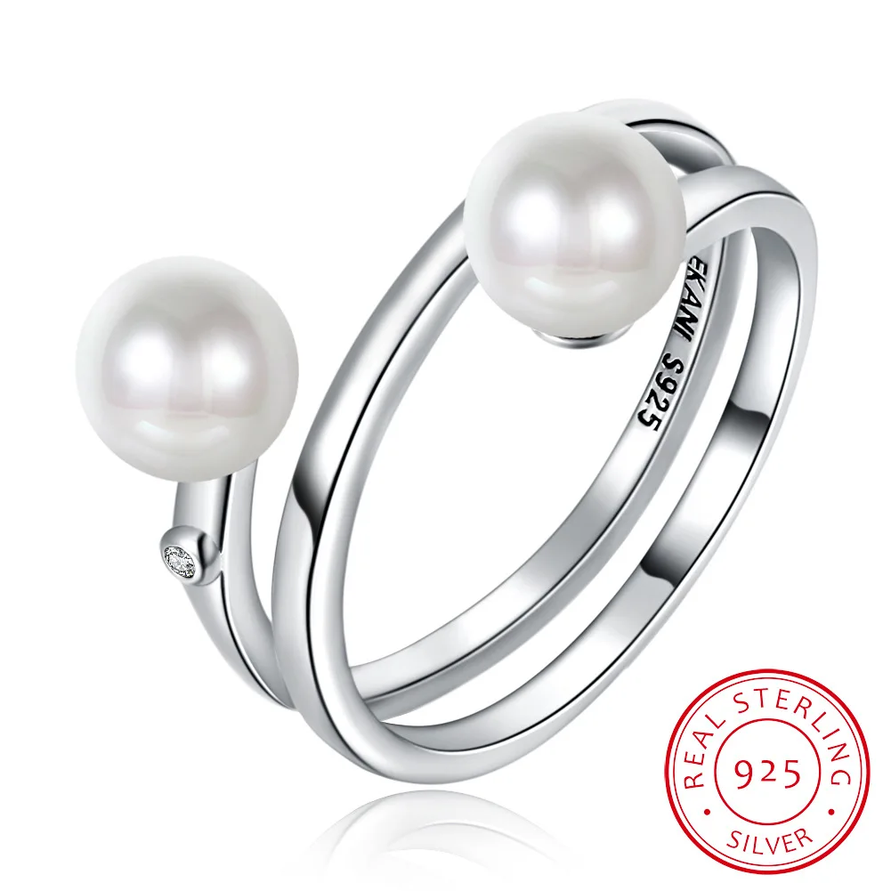

Retro S925 Sterling Silver Wrapped Pearl Rings Zircon Rings from Europe and America