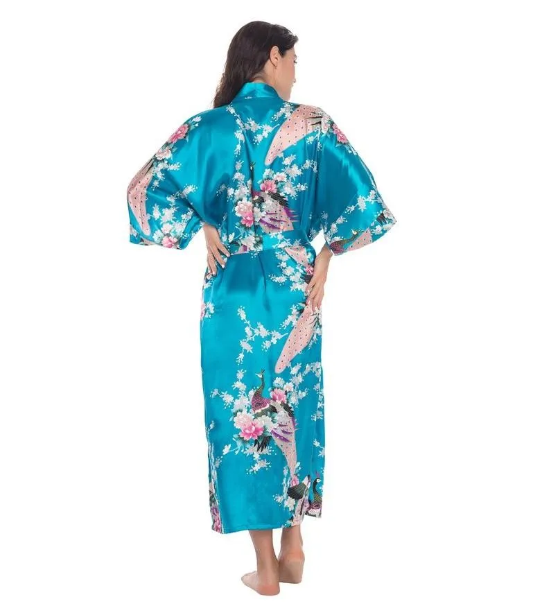 Wedding Bride Bridesmaid Long Night Robe Womens Dressing Kimono Bath Gown Bathrobe Sleepwear Female Loose Nightgown S-XXXL