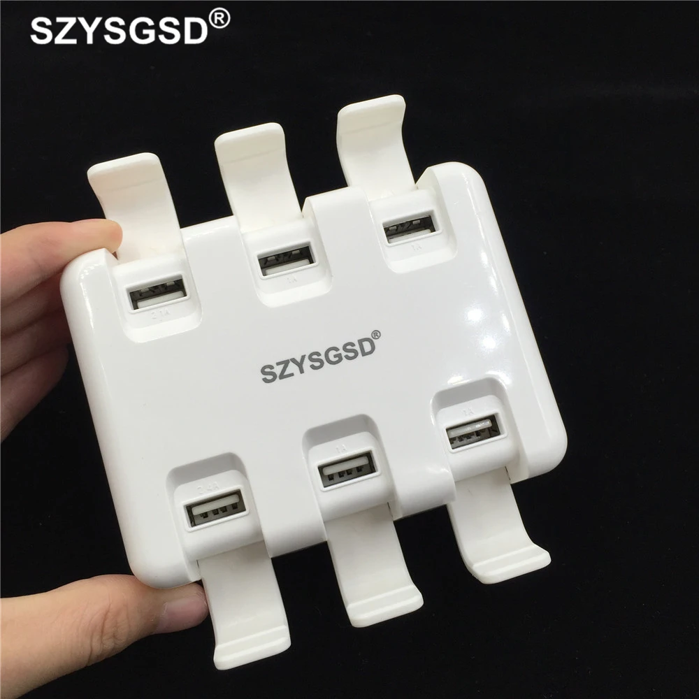 SZYSGSD Phone Holder 6 Ports USB Portable Charger for iPhone XS XR 8 Multi USB Power Adapter for Samsung Galaxy S8 S9 Note 9 SZYSGSD Phone Holder 6 Ports USB Portable Charger for iPhone XS XR 8 Multi USB Power Adapter for Samsung Galaxy S8 S9 Note 9