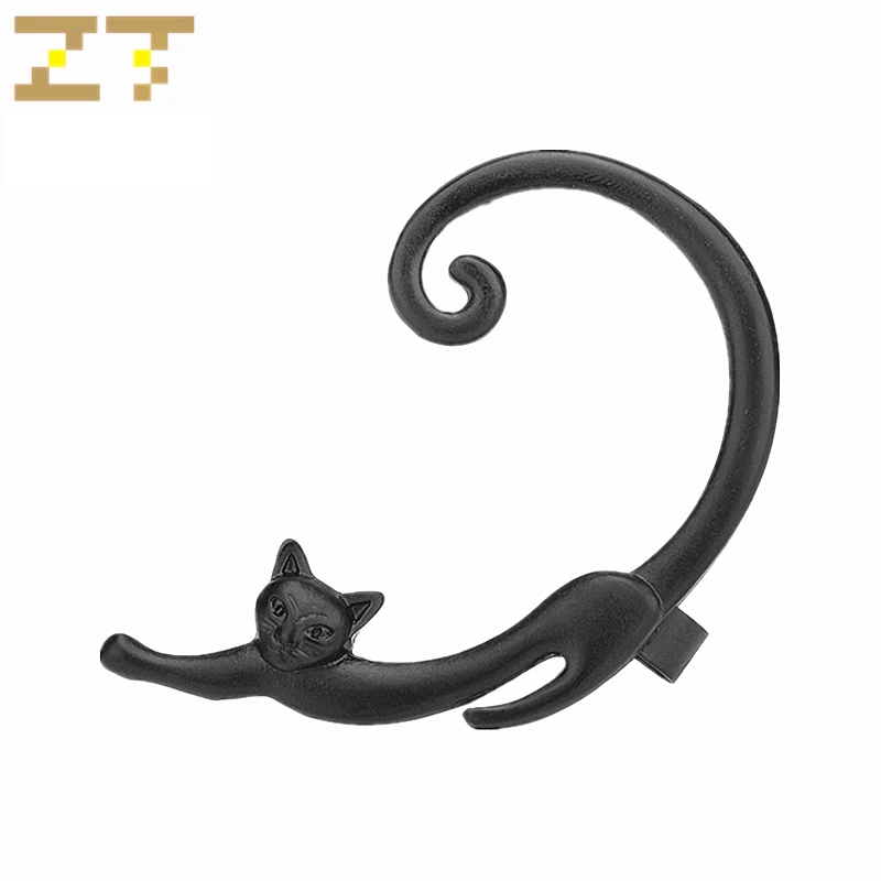 

1pc Hot Sale Fashion Satement Ear Cuff Rock Punk Style Cat Post Animal Black Silver Gold Color Stud Earrings for Women Jewelry