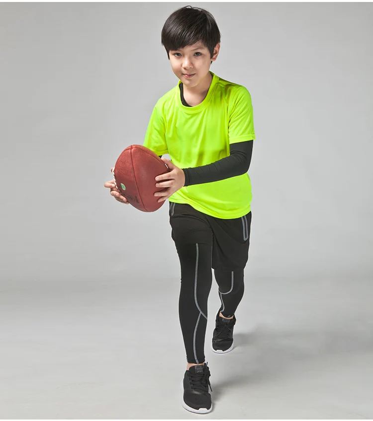 4 шт./компл. спортивный костюм дети компрессия базовый слой одежда для бега быстросохнущая Баскетбол Футбол спортивные Колготки леггинсы Фитнес одежда