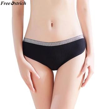 

FREE OSTRICH cotton Mid-Rise ladies Ultra-thin underwear G String ribbed women's Panties Intimates briefs comfortable