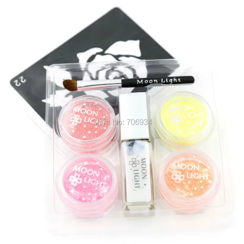 

Fluorescent Glitter Tattoo Complete Kits Temporary Tattoos 1set 4 Colors