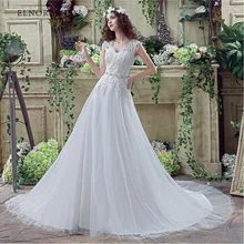 Simple Cheap Boho Wedding Dresses Lace 2018 Vestidos De Noiva V Neck A Line Handmade Bridal Gowns Sweep Train Robe Mariage