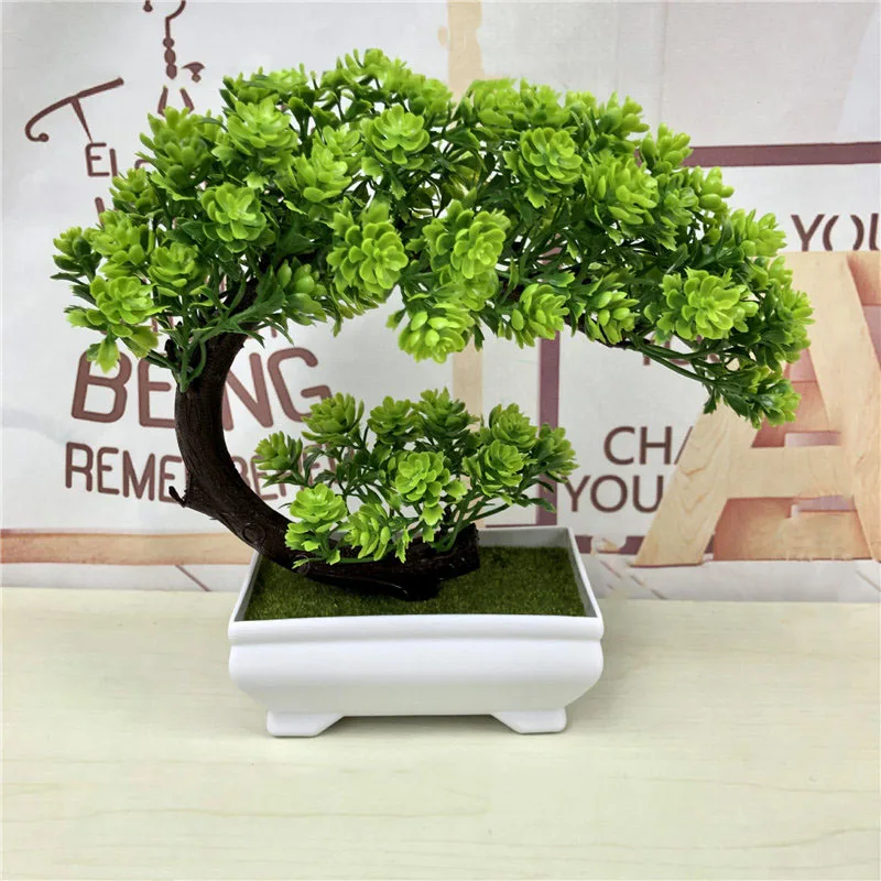 Искусственные зеленые растения бонсай имитация пластиковый маленький горшок для дерева украшения в горшках для домашнего стола украшения сада 52841