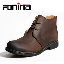 FONIRRA Men Snow Boots Lace Up High Quality Vintage Men Shoes Casual Leather Boots Men Plus Size With Fur Ankle Work Boots 934