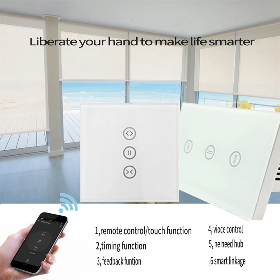 Wifi европейского стандарта smart touch занавес переключатель голосового управления по Alexa и Google телефон управления для электрический привод для
