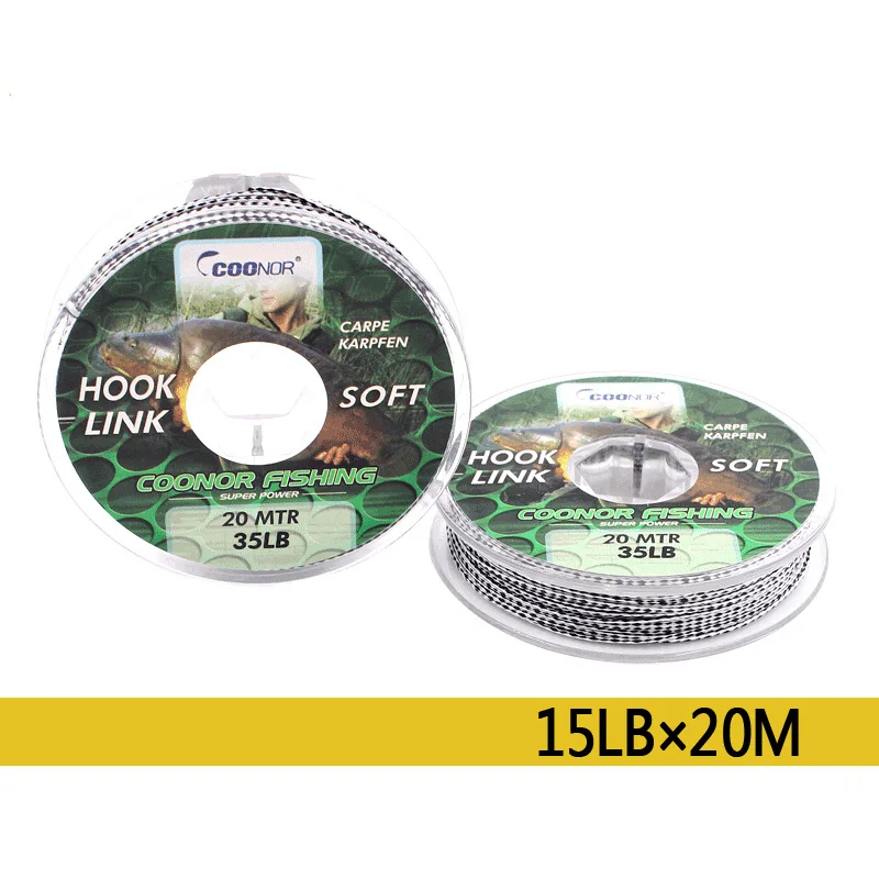 Jeely камуфляж крупный Карп Рыбалка тонущий Плетеный Hooklink Line 15/20/35LBx20M - Цвет: 15LBx20m