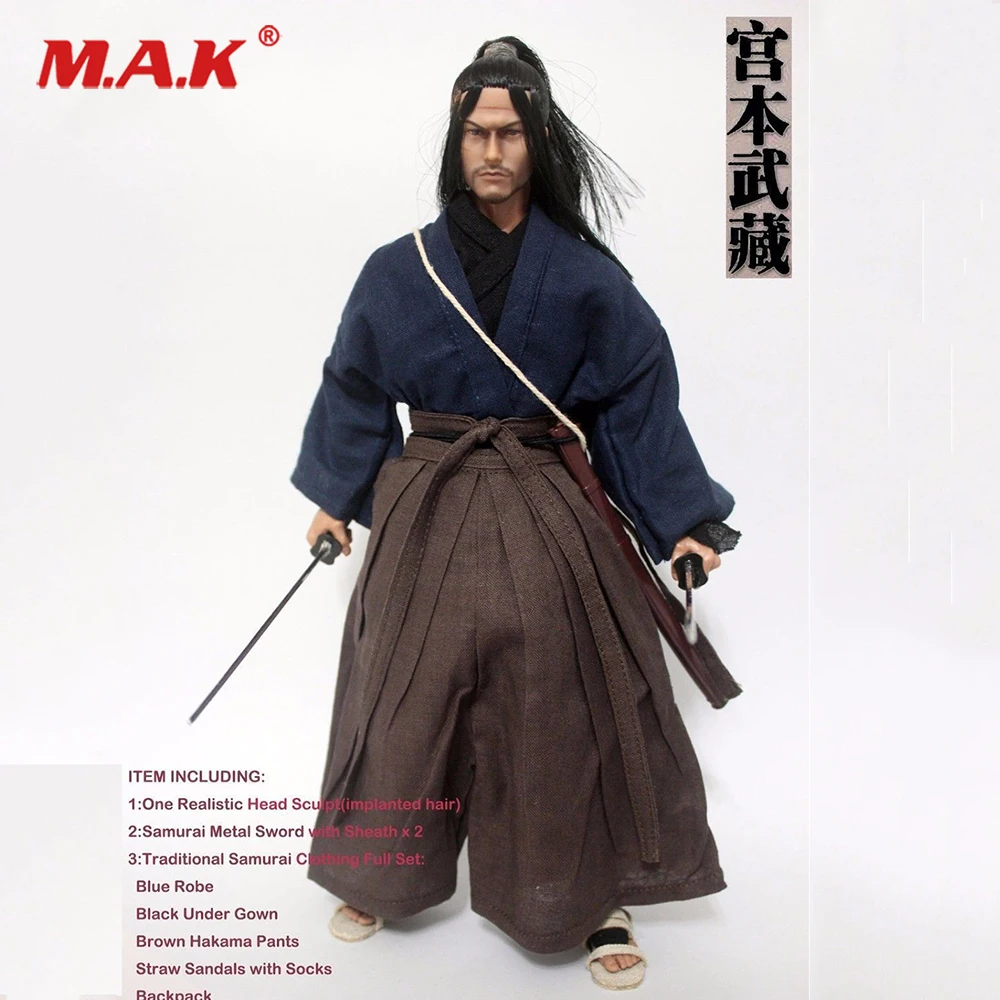 

1/6 Scale Miyamoto Musashi Male Head Sculpt Model W Clothes Set For 12" Action Figure Male Nude Body Model Toys