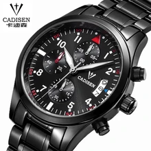 CADISEN Date Automatique Montre Hommes Résistant À L’eau En Acier Inoxydable Hommes Montre Loisirs et mode En Cuir Vainqueur Quartz-Montre relogio