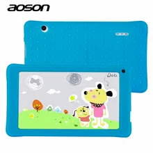 NEW AOSON 7 inch kids Tablet PC with silicon case HD 1024×600 512MB+8GB WiFi Bluetooth Dual Camera Android 4.4 A33 Quad Core