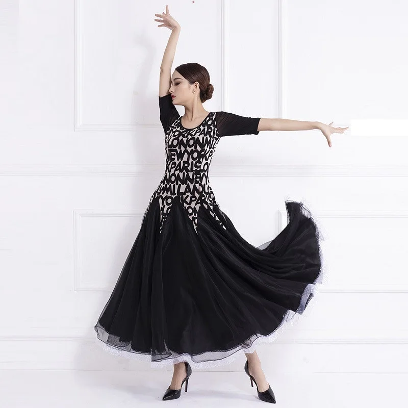Женское длинное платье для бальных танцев waltz с бахромой и блестками