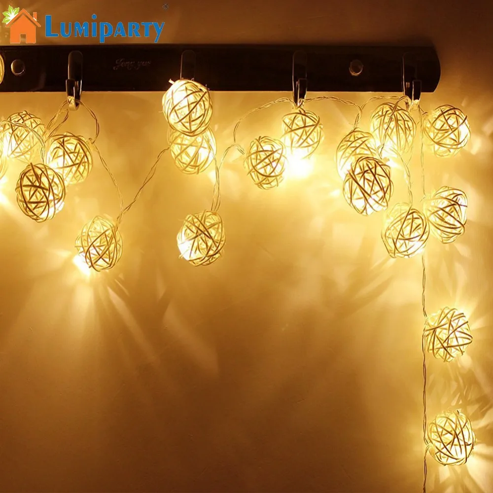 

Adeeing 5M 20 LED Rattan Ball Light Fairy String Light Holiday Lighting Wedding Party Xmas Tree Decor EU/US Plug