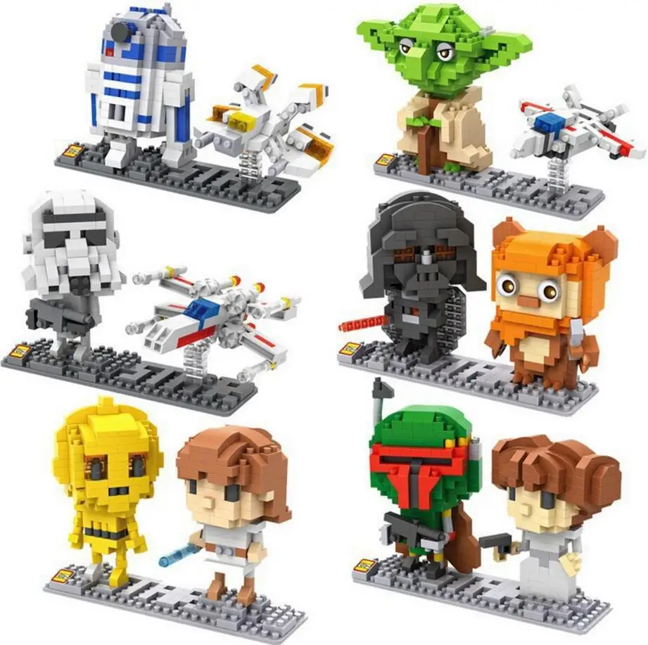 Горячие звезды кино Micro diamond Building Block Space Wars X-wing Fighter nanoblock r2d2 робот darths вейдеры йода Штурмовик игрушки