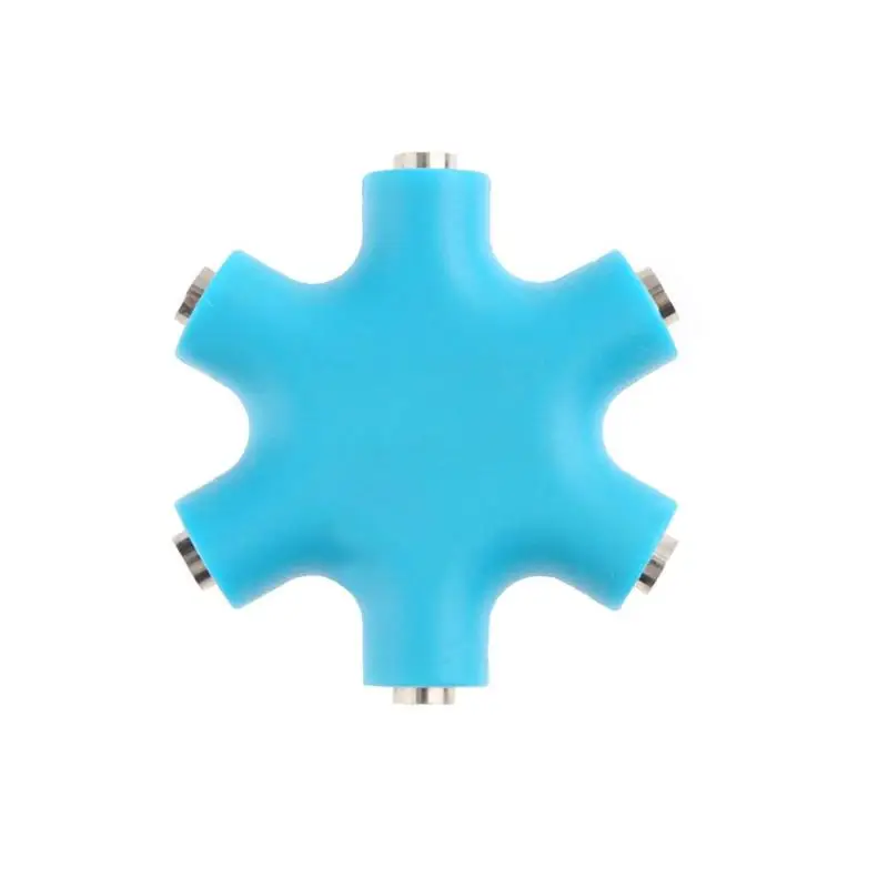 6 в 1 3,5 мм разъем 6 способ многопортовый концентратор Aux Разветвитель для наушников полезный аудио адаптер конвертер наушники аксессуар для телефона ПК - Цвет: Синий