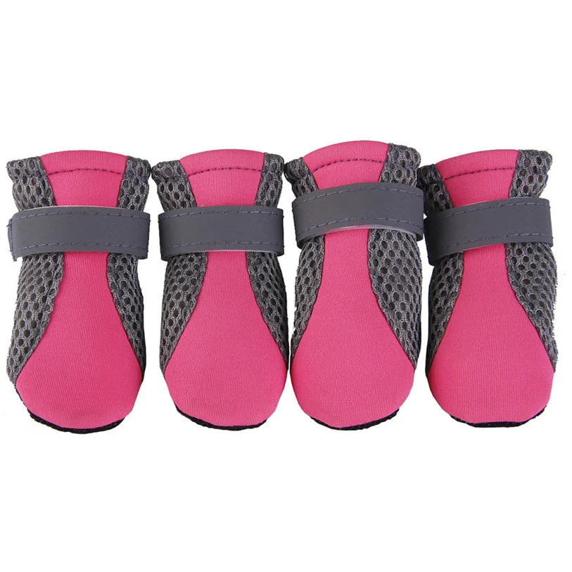 S-XL Breathable Summer Shoes for Dogs 4PcsSet Cute Dog Boots Anti-slip Reflective Straps Puppy Sneakers Pet Supplies #F#40 (3)