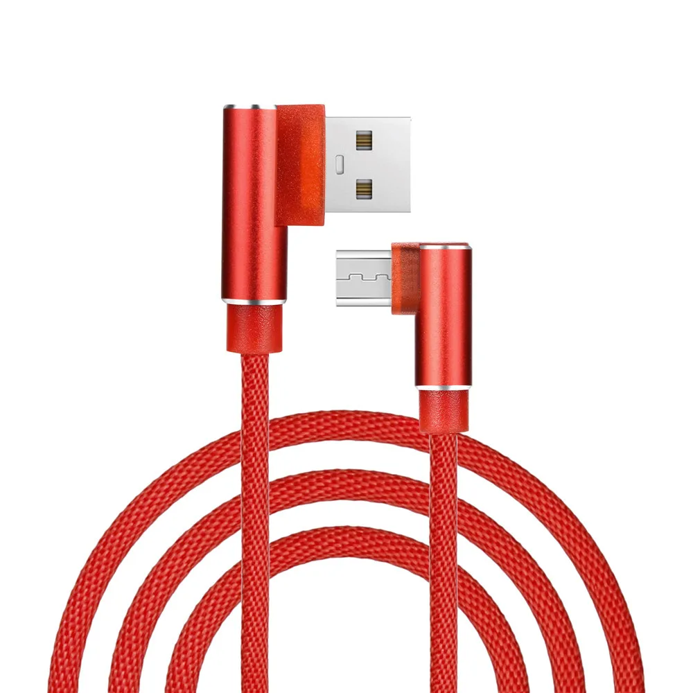 

Right Angle 1M Hemp Rope Micro USB Universal Charger Cable Sync Data Cord Compatible With Android Smart Phone Charging Cables