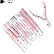 UR SUGAR Rose инструмент для работы с золотом Набор ногтей палочки для отодвигания кутикулы ножницы кусачки пикатор обратный Пинцет из нержавеющей стали дизайн ногтей