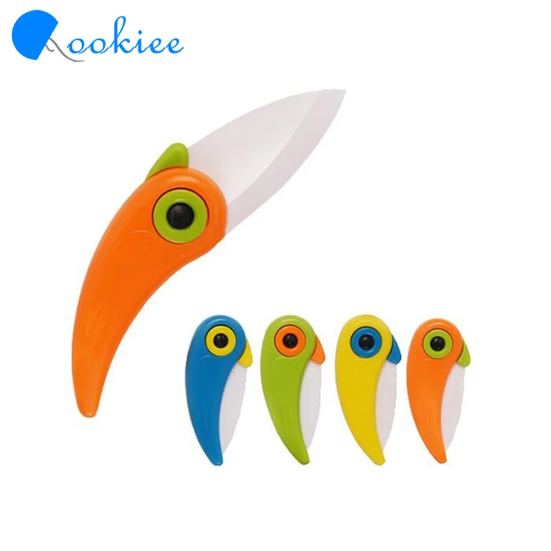 Qookiee Mini Bird Ceramic Knife Pocket Folding Fruit Paring With Colourful ABS Handle Knives Kitchen Accessories | Дом и сад
