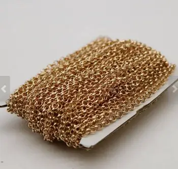 

Lot meters in bulk Gold 4mm Wide Rolo chain DIY NECKLACE Stainless Steel Chain Jewelry Findings marking free ship