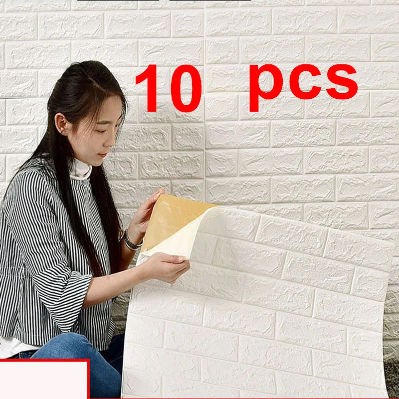 

10pcs Self-adhesive wallpaper brick pattern 3d wall stickers waterproof crash foam kindergarten soft package wallpaper