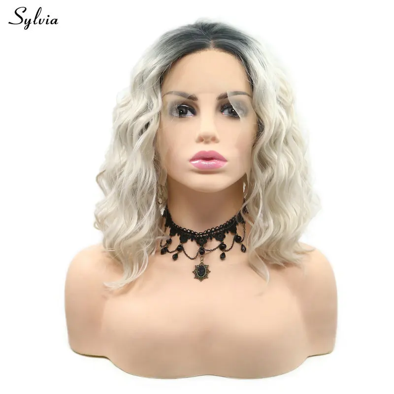 

Sylvia Loose Wave Blonde Lace Front Wigs Synthetic Hair Short Bob Haircut Heat Resistant Flawless Pastel Wig For Lady Drag Queen