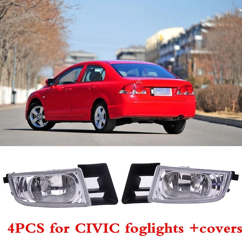 

CAPQX 4PCS Front Bumper Lamp Fog Light & Foglight Cover 33950-TX3-H01 For CIVIC FD2 FD1 2006-2011 CIIMO 2012-2015