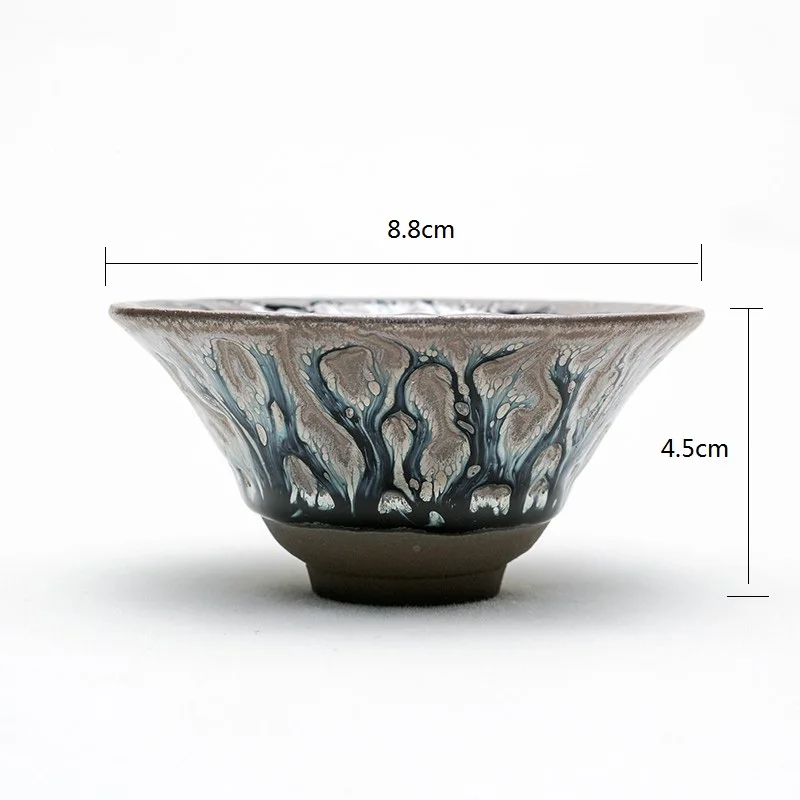 Jianzhan уникальный стиль дерева безручные чайные чашки серая глина тенмоку глазурь для японской чайной церемонии Коллекция украшения - Цвет: style 1