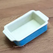 Кукольный домик миниатюра 1:12 Игрушка кухонный металлический блюдо для печи Длина 3,5 см синий SPO410