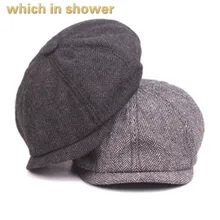 Который в душ серого цвета хаки в полоску берет мужчины Snapback утконоса крышка повседневная мужская кепка Весна Зима фуражке старики капот