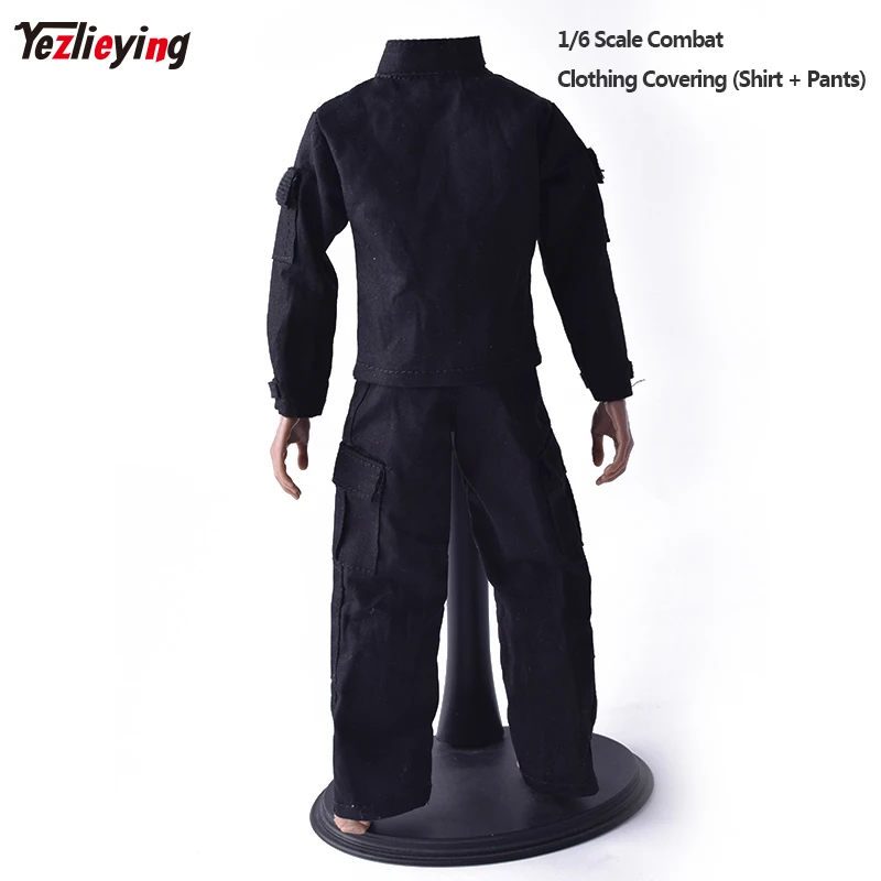 

1/6 Scale SWAT Black Combat Clothing Covering (Shirt + Pants) Size 1:6th 12 Inch Soldier Action figure Accessories