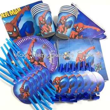 

67pcs/lot Spider-man Disposable Party Tableware Set Birthday Baby Shower Cartoon Spider-man Cup Plate Party Decoration Supplies