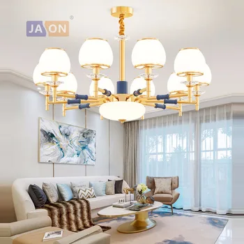 

led e14 Postmodern Iron Glass Crystal Gold White Chandelier Lighting Lamparas De Techo Suspension Luminaire Lampen For Foyer