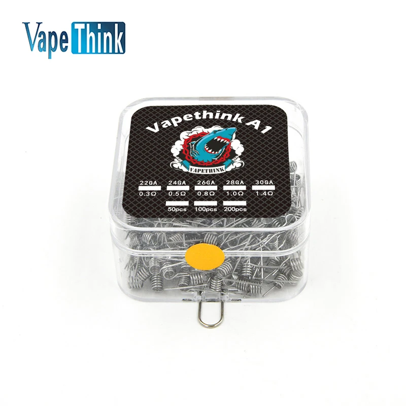 

Vapethink 200 Pcs Steam Shark A1 Pre-coiled 22ga 24ga 26ga 28ga Clapton Wire Coil For Rba Rta Rda Tank 0.3 0.5 0.8 1.0 Ohm
