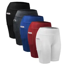 Шорты для йоги с высокой талией, женские летние спортивные Леггинсы с карманами для фитнеса, беговые шорты для тренажерного зала, облегающие эластичные тренировки