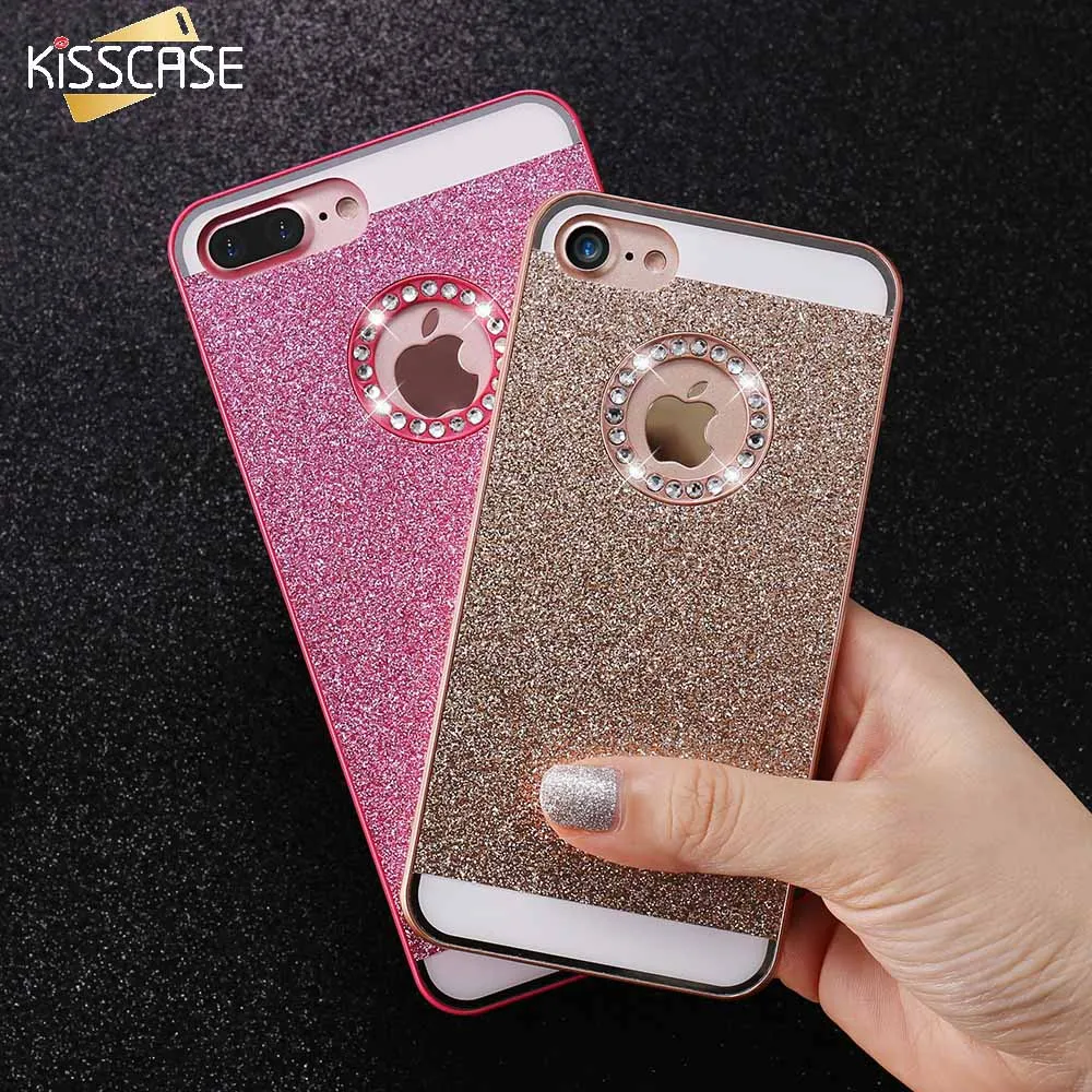 

KISSCASE For iPhone 6 6S 7 5 5S SE 6 6S Plus 7 Plus Case Hard Plastic Glitter Powder Fashion Shiny Diamond Cover For iPhone 6 7