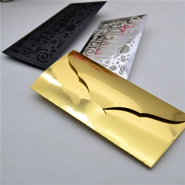 Золотой металлик счастливый ИД лазерная резка деньги конверты