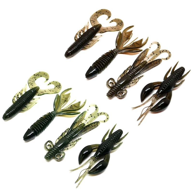4pcs/lot Fishing Lures Crayfish Glass Shrimp Oxtail Maggot Tail Maggot