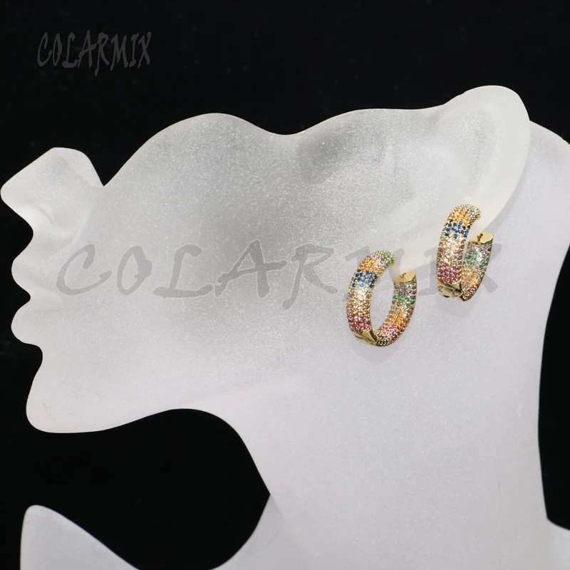 

3 Pairs High quality earrings Mix color round Crystal earrings zircon simple style jewelry earrings Gift for lady 5565
