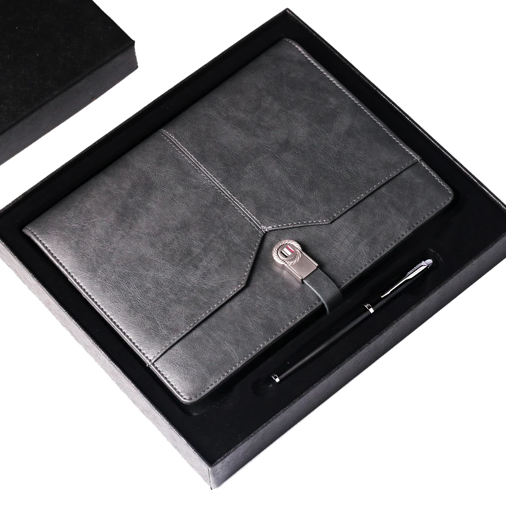 

A5 Charge Treasure Notepad U-disk Notepad Leather Binder Removable Multifunctional NoteBook