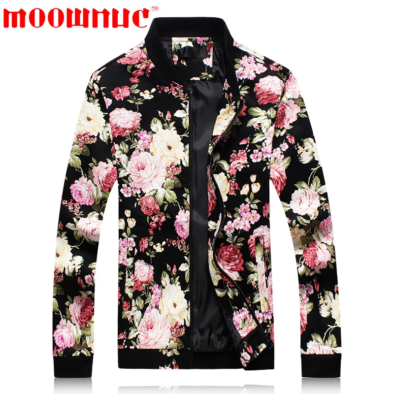 Casual Jackets for Men Fashion Coat Slim Male Flower Large Size