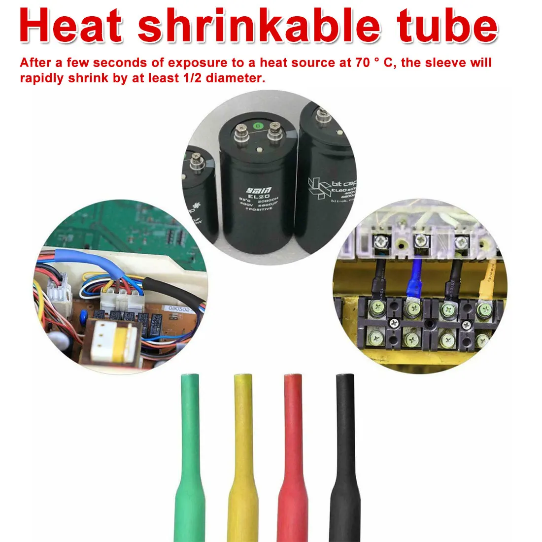 

580pcs/set Wrap Wire Cable Sleeve Kit Heat Shrink Tubing Insulation Shrinkable Tube Assortment Electronic Polyolefin Ratio 2:1
