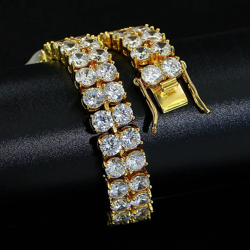 Роскошные 10 мм Bling 2 ряда CZ браслеты для тенниса ремешок часов в стиле хип хоп