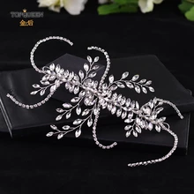 TOPQUEEN HP175 Свадебные аксессуары классическое украшение для прически невесты головные уборы со стразами и кристаллами серебристого цвета быстрая