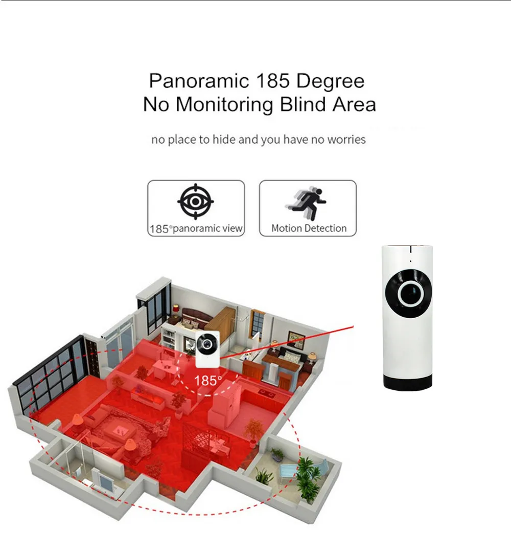 ZILNK IP камера 180 градусов панорамный объектив рыбий глаз HD 720P Wi-Fi двухстороннее аудио Радионяня Домашняя безопасность CCTV IP Cam