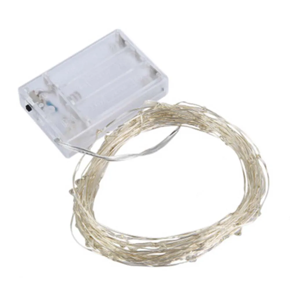 

2M 20LEDS Lights 20 Micro Starry Light Button Battery Operated Silver String For Christmas Wedding Decorations