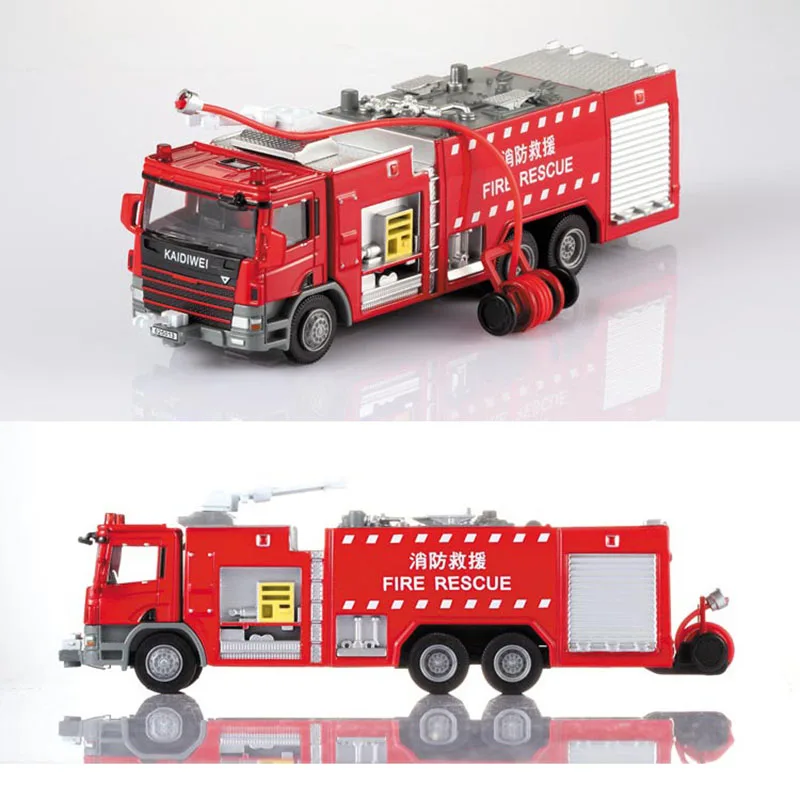 

1 Pcs Alloy Engineering Fire Engine Vehicle Model 1:50 Water Fire Truck Ladder Support Original Die Cast Model Toy For Boys Gift
