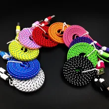 2000 шт/партия цветной 3FT 1 м плоский плетеный нейлоновый тканый 8-контактный USB кабель для синхронизации зарядки для iPhone 8 7 7 plus 6 6 plus 5 5S