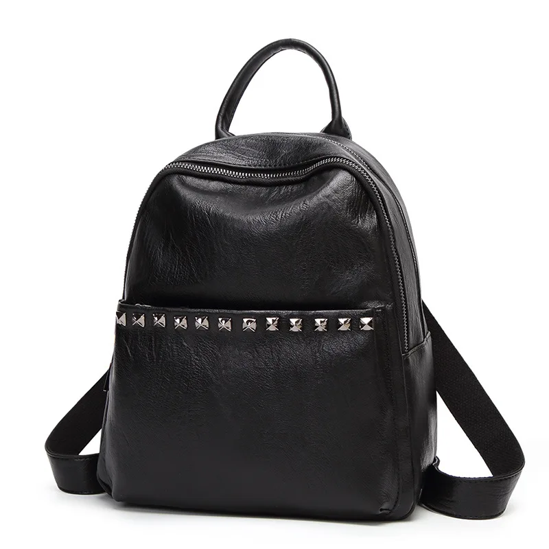 

Famous luxury Brand Women's Backpacks Genuine Leather Female Large Capacity Backpack Black School Bag for Teens Girls trave C426